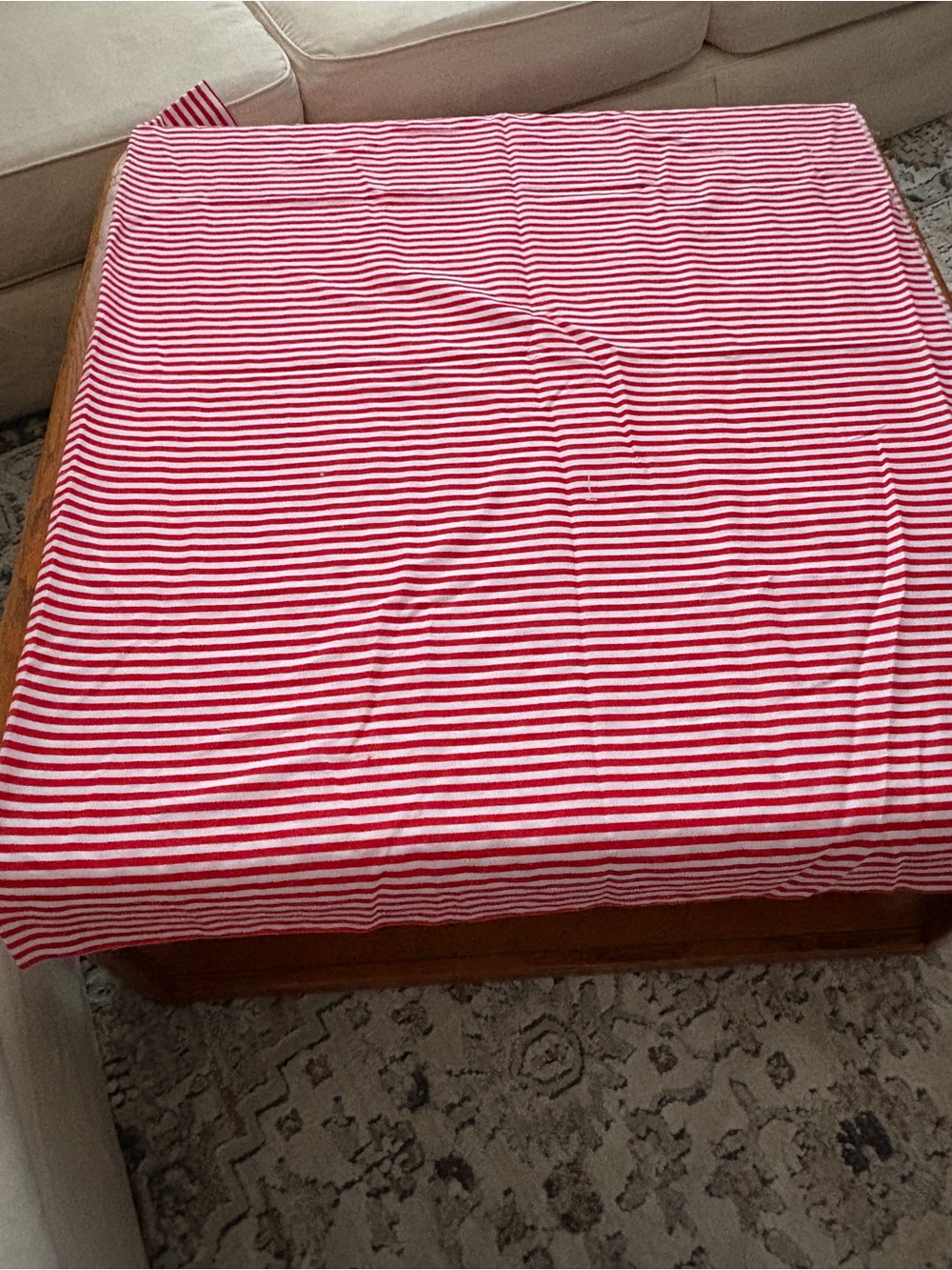 Striped Red and White Material 69 In x 44